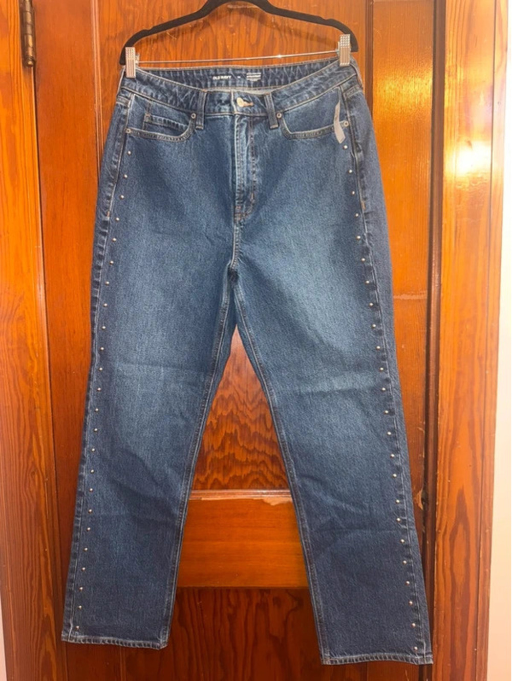 Old Navy Extra High Rise Straight Studded Jeans Women’s Size 12  NWT